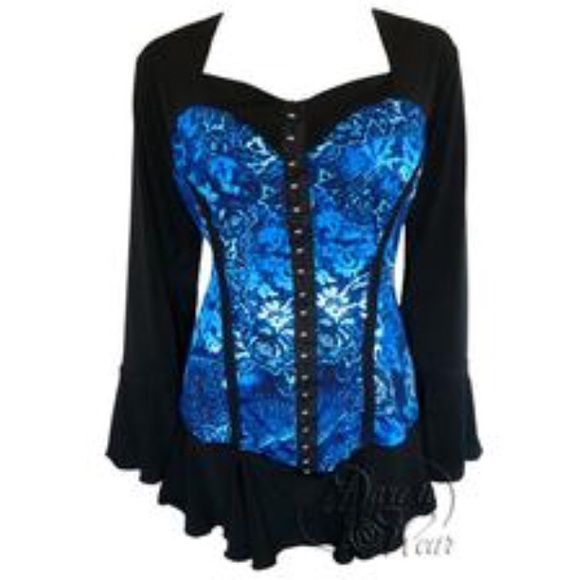 Dare To Wear Tops - Form Flattering Corset Top Indigo Blue Size 1X